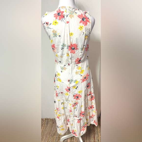 Women’s GAP White Floral Print Sleeveless Midi Spring Summer Cottagecore Dress - Picture 3 of 6